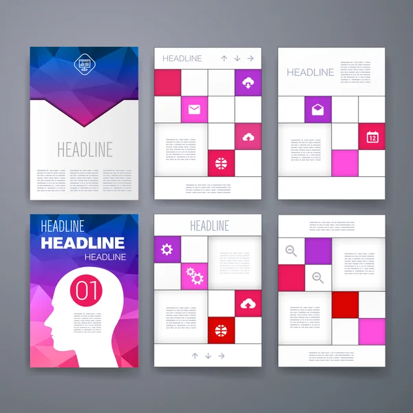 Vorlagen. Design-Set von Web, E-Mail, Broschüren. mobil, technologie, infografisches konzept. moderne Flach- und Liniensymbole. App ui interface mockup. Webdesign. — Stockvektor