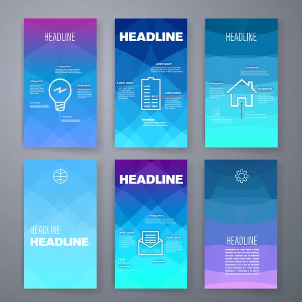 Vorlagen. Design-Set von Web, E-Mail, Broschüren. mobil, technologie, infografisches konzept. moderne Flach- und Liniensymbole. App ui interface mockup. Webdesign. — Stockvektor