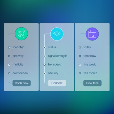 Modern kullanıcı arabirimi ekran hareket eden acımak telefon ya da web sitesi şablonu. Şeffaf bulanık malzeme tasarımına UI ile kutsal kişilerin resmi.