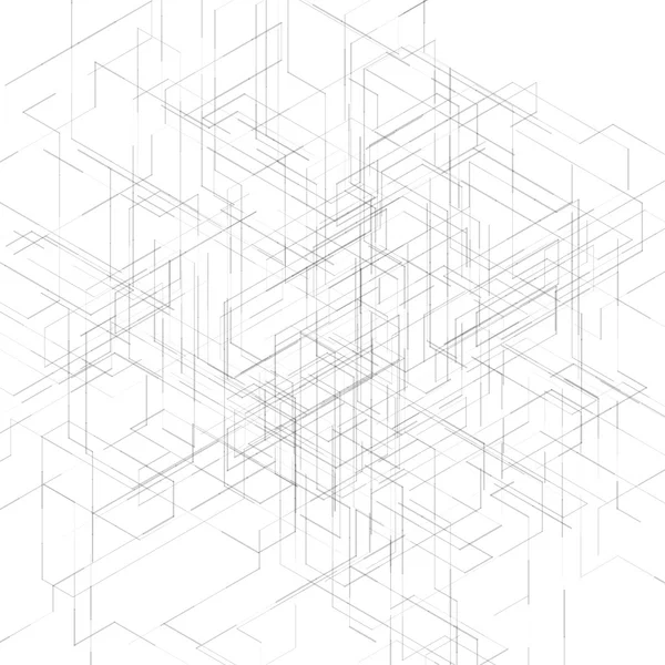 Absztrakt izometrikus számítógéppel létrehozott 3d blueprint vizualizációs vonalak háttér. vektoros illusztráció a áttörni a technológia. — Stock Vector