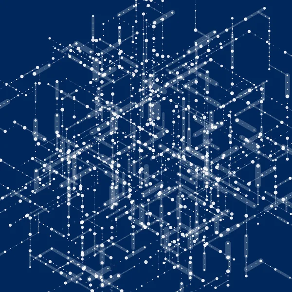 Astratto computer isometrico generato 3D blueprint visualizzazione linee di sfondo. Illustrazione vettoriale per lo sfondamento tecnologico . — Vettoriale Stock