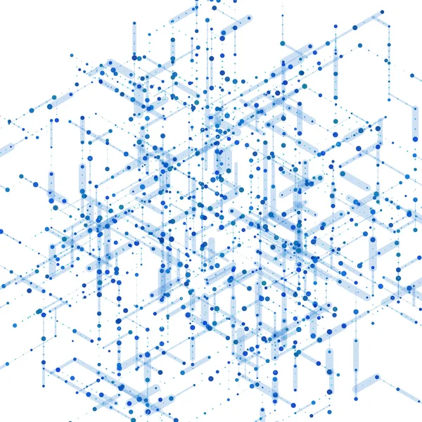 Computadora isométrica abstracta generada plano 3D líneas de visualización de fondo. Ilustración vectorial para el avance tecnológico . — Vector de stock