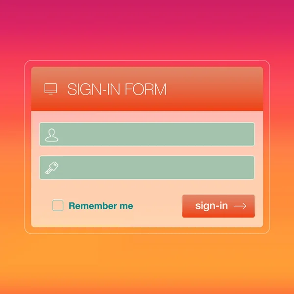 Modern user interface screen login template for mobile smart phone or web site. Transparent blurred material design UI with icons. — 图库矢量图片