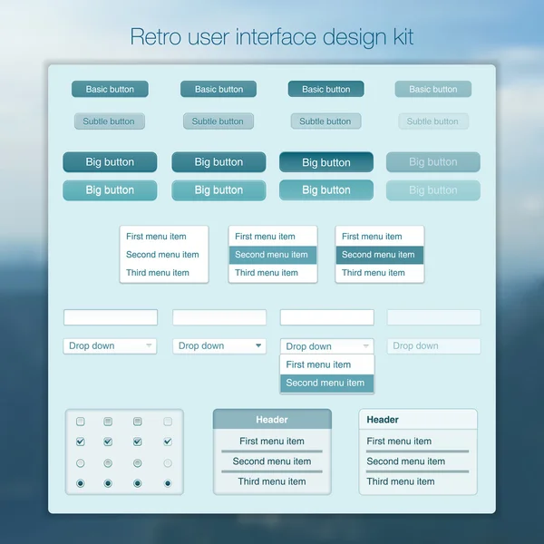 Plantilla de pantalla de interfaz de usuario moderna para teléfono inteligente móvil o sitio web. Interfaz de usuario de diseño de material borroso transparente con iconos . — Archivo Imágenes Vectoriales