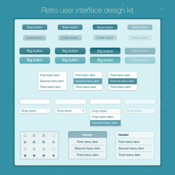 Modern user interface screen template kit for mobile smart phone or web site. Transparent blurred material design UI with icons. — Stock Vector