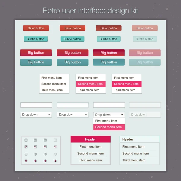 Modern user interface screen template kit for mobile smart phone or web site. Transparent blurred material design UI with icons. — Stock Vector