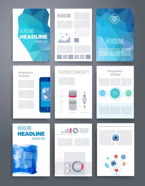 Templates. Vector flyer, brochure, cover for print, web marketing concept. Modern flat — Stockvector