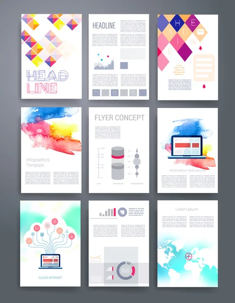 Templates. Vector flyer, brochure, cover for print, web marketing concept. Modern flat — Stockový vektor