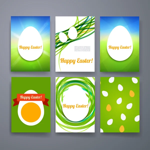 Easter Eggs Templates. Vector flyer, brochure, cover for print, web marketing concept. Modern flat — Stock Vector