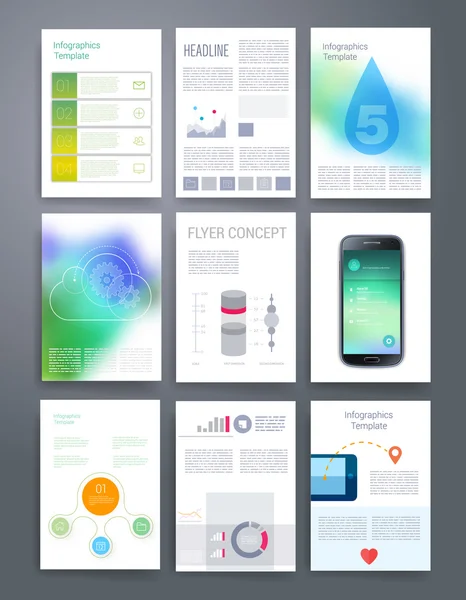 Plantillas de tecnología informática. Folleto vectorial, folleto, portada para impresión, concepto de marketing web. Piso moderno — Archivo Imágenes Vectoriales