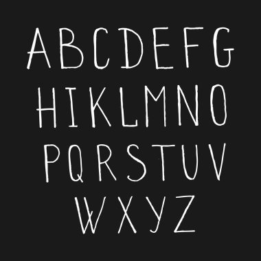 Grunge fırça konturlarının vektör yazı tipi kümesi. Vektör harfleri toplama. 