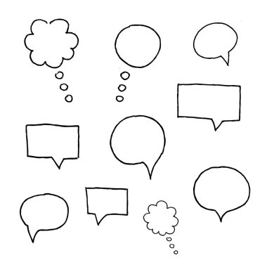 Vektör konuşma kabarcık sembolleri grunge fırça darbeleri kümesi. 