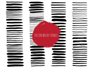 Grunge fırça darbeleri vektör seti. Vektör fırça darbeleri koleksiyonu. 