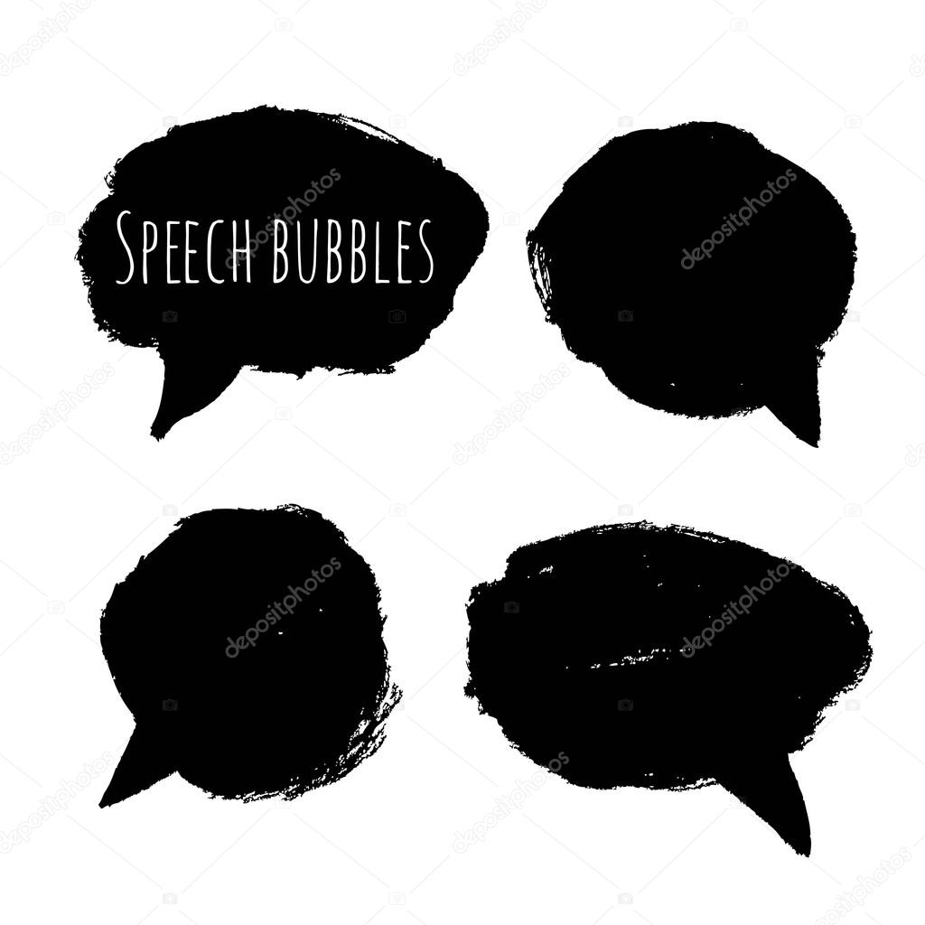 Vector speach bubble set made by grunge brush strokes. 