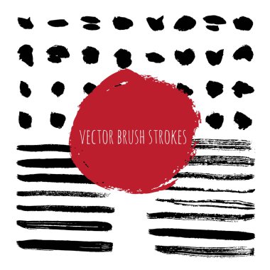 Grunge fırça darbeleri vektör seti. Vektör fırça darbeleri koleksiyonu. 