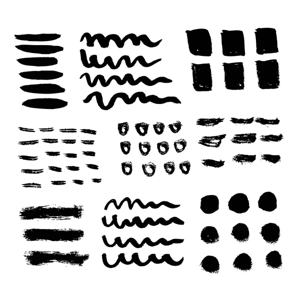 Ensemble vectoriel de coups de pinceau grunge. Collection de coups de pinceau vectoriel . — Image vectorielle