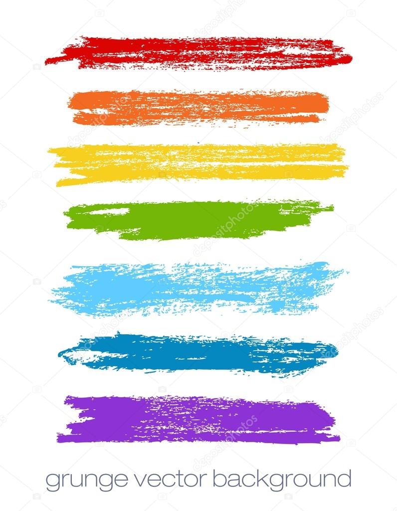 Vector rainbow set of grunge brush strokes. Vector brush strokes collection. 