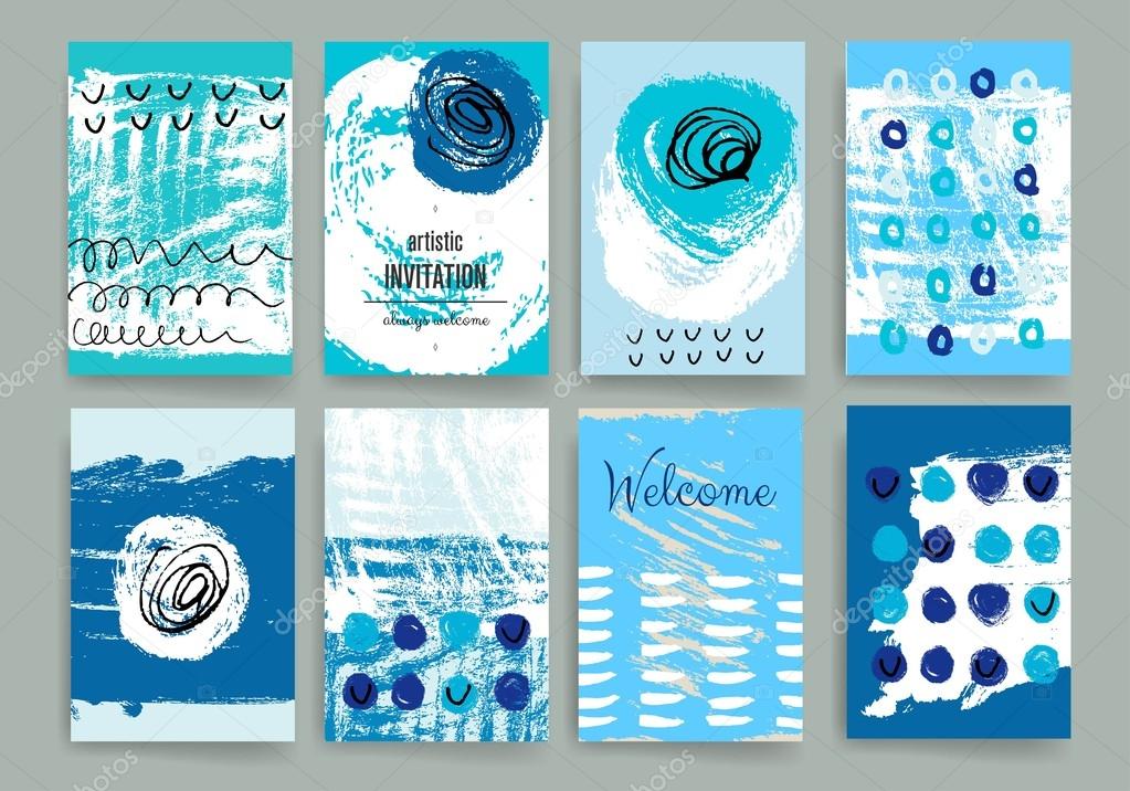 Vector card set of grunge brush strokes. Vector brush strokes collection. 