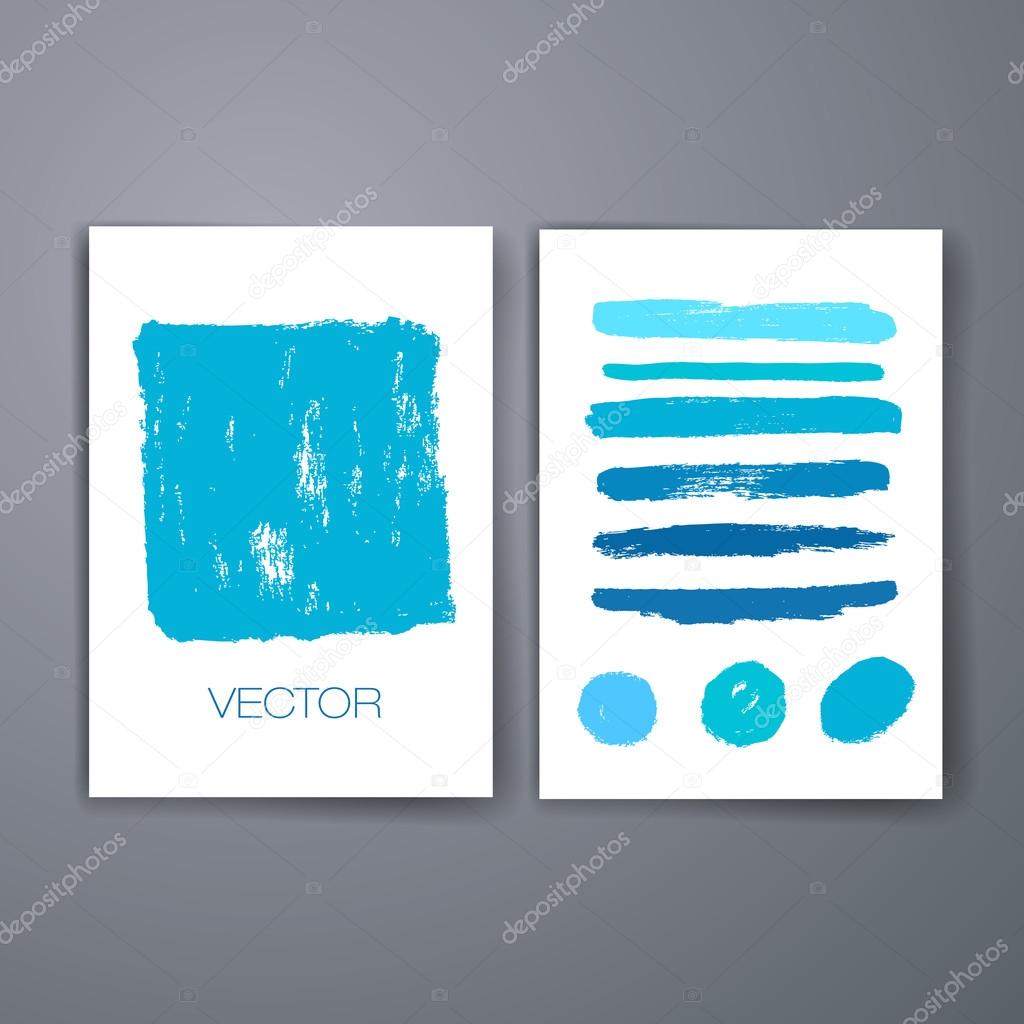 Vector card set of grunge brush strokes. Vector brush strokes collection. 