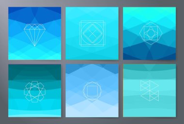 Modern cards design template with triangular colorfull background