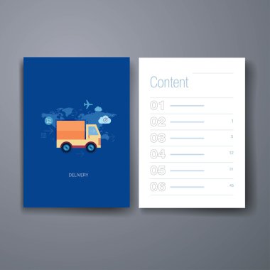 Modern online shopping delivery flat icon cards design template.