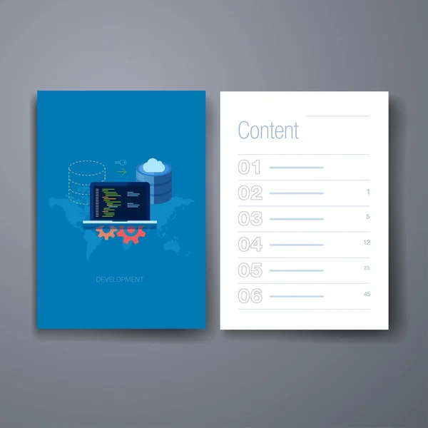 Modern database deveplment and global management cards design template. — Stock vektor