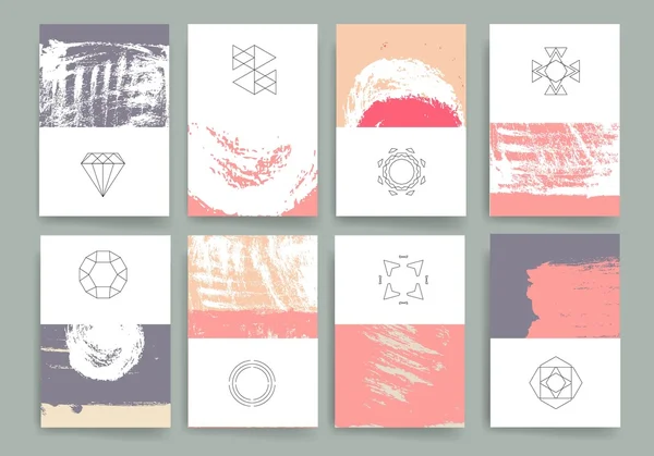 Plantilla de diseño de tarjetas modernas con pinceladas gruesas y coloridas — Archivo Imágenes Vectoriales