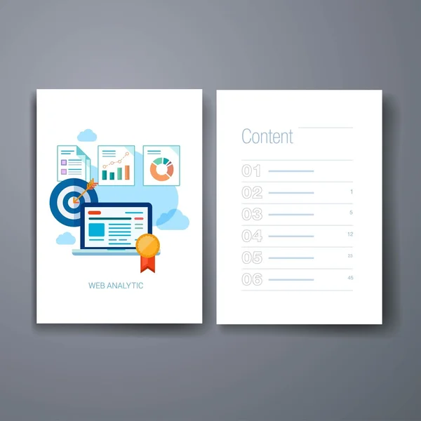 Modern marketing presentation and sales trends flat icons cards design template. — Stockvector