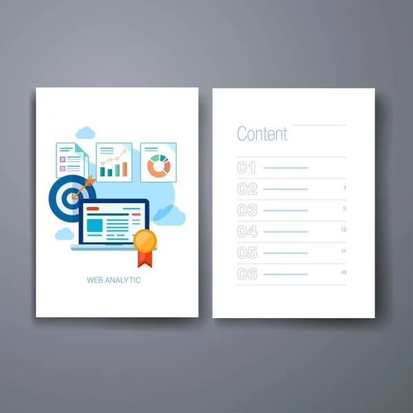 Modern marketing presentation and sales trends flat icons cards design template. Διάνυσμα Αρχείου