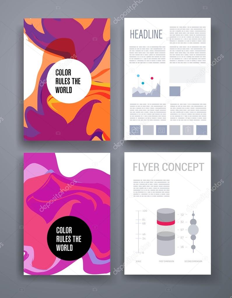 Colorful stains bright cards or pages layout template 