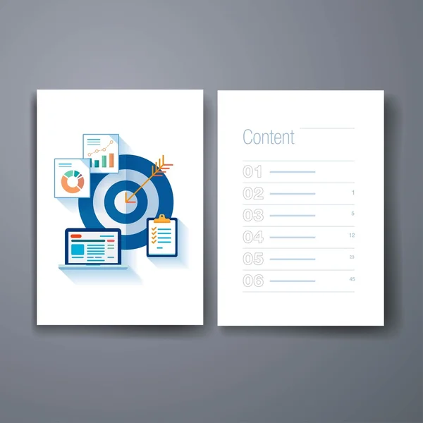 Modern marketing and sales target flat icon cards design template. — Stok Vektör