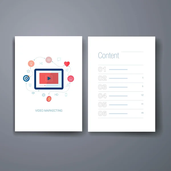 Modern social media mobile video flat icon cards design template. — Διανυσματικό Αρχείο
