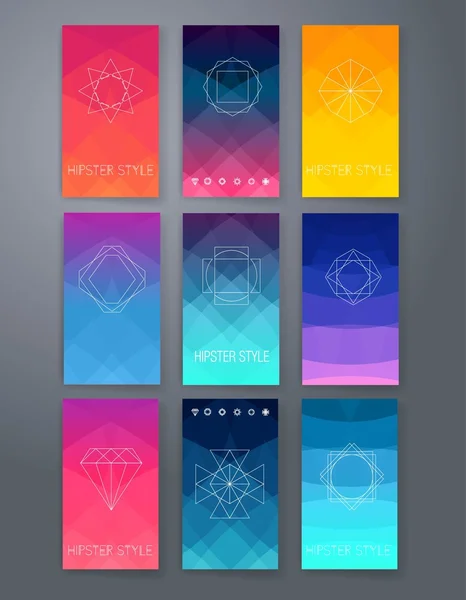 Modern cards design template with triangular colorfull background — Διανυσματικό Αρχείο