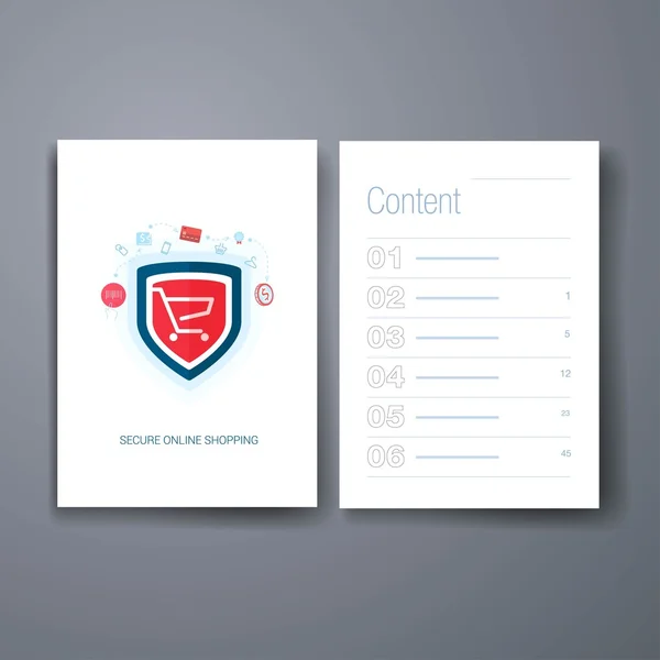 Modern web and online shopping security flat icon cards design template. — Stock vektor