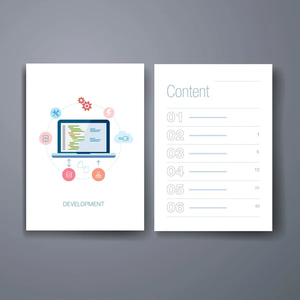 Modern application a web development flat icon cards design template. — ストックベクタ