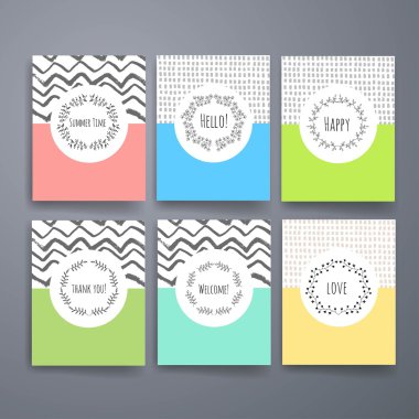 Modern cards design template with grungy rough colorful brush strokes