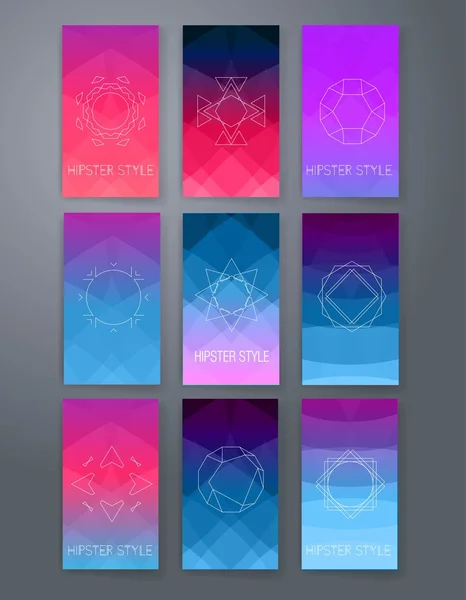 Modern cards design template with triangular colorfull background — 图库矢量图片