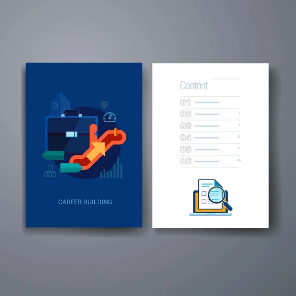 Modèle de conception de cartes d'icône plate de carrière, de promotion et de ressources humaines modernes . — Image vectorielle
