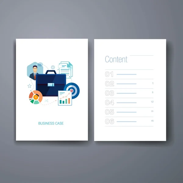 Modern business case, economics, sales and marketing flat icons cards design template. Εικονογράφηση Αρχείου