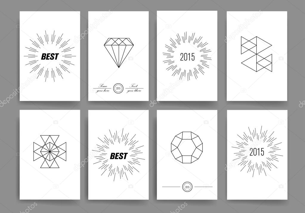 Set of Trendy Posters with hand drawn Background. Modern Hipster Style for Invitation, Business Contemporary Design. Hand Drawn Elements for Placards, Flyer