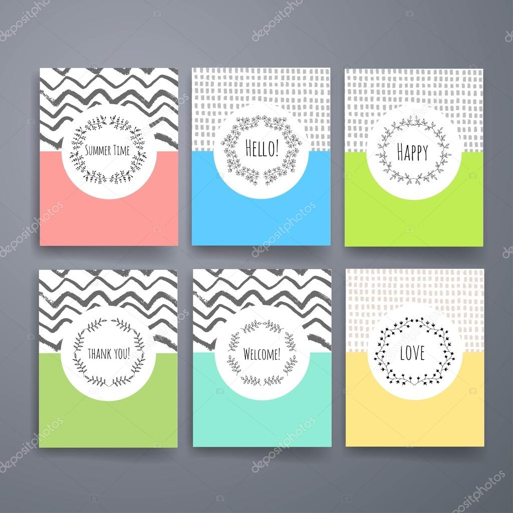 Modern cards design template with grungy rough colorful brush strokes