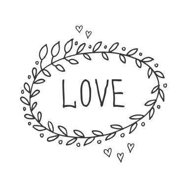 el çekilmiş vintage çiçek öğeleri. 