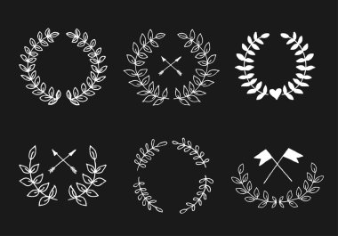 el çekilmiş vintage çiçek öğeleri. 