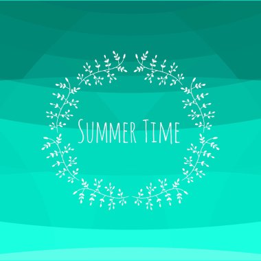 Hand drawn vintage floral elements on colorful triangular background