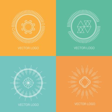 Line design logos and icons elements for cards or badges.