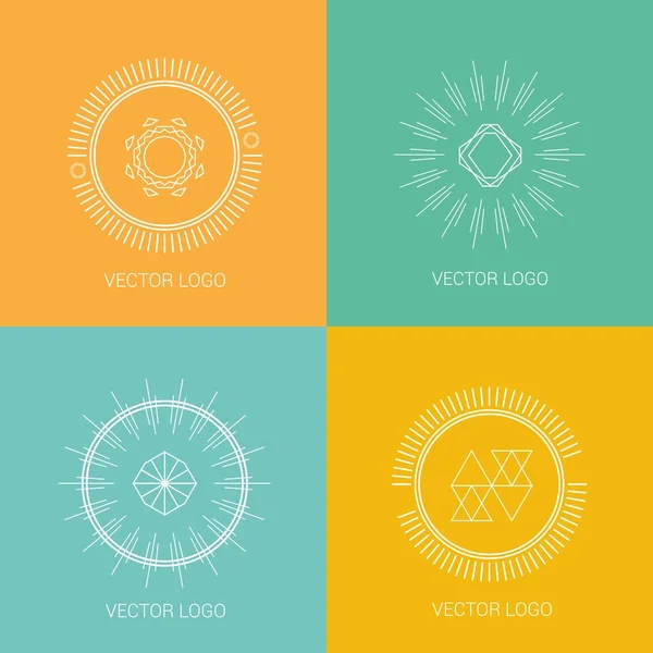 Line design logos and icons elements for cards or badges. — Stock Vector