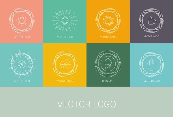 Logotipos de design de linha e ícones elementos para cartões ou crachás . — Vetor de Stock