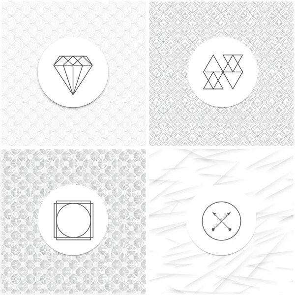 Logotipos e iconos de diseño de forma de piedra de marco de alambre de línea elementos para tarjetas o insignias . — Vector de stock