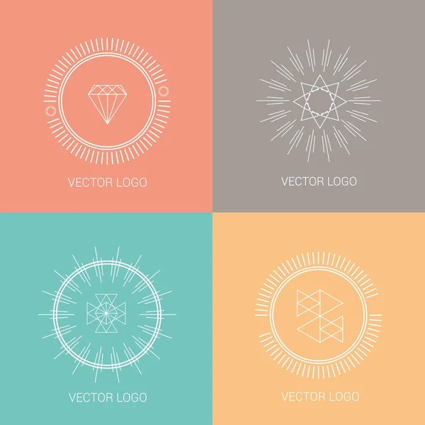 Line design logos and icons elements for cards or badges. — Stock Vector