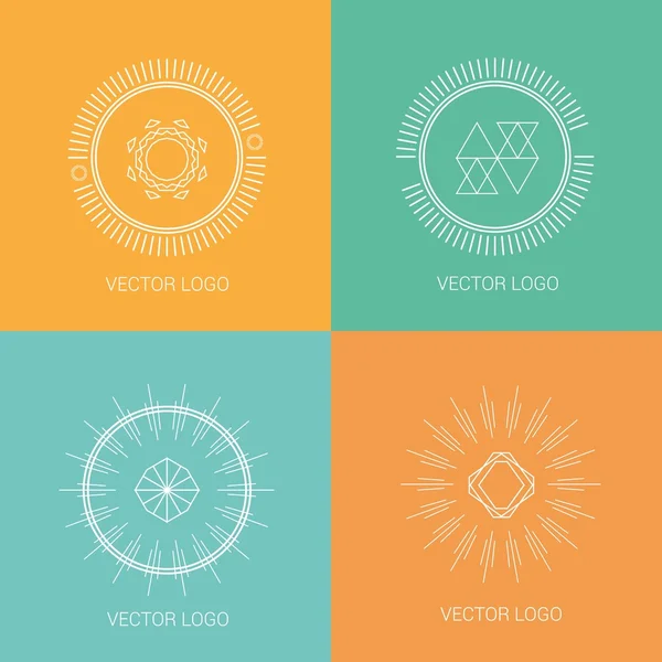 Logotipos e iconos de diseño de líneas para tarjetas o insignias . — Vector de stock